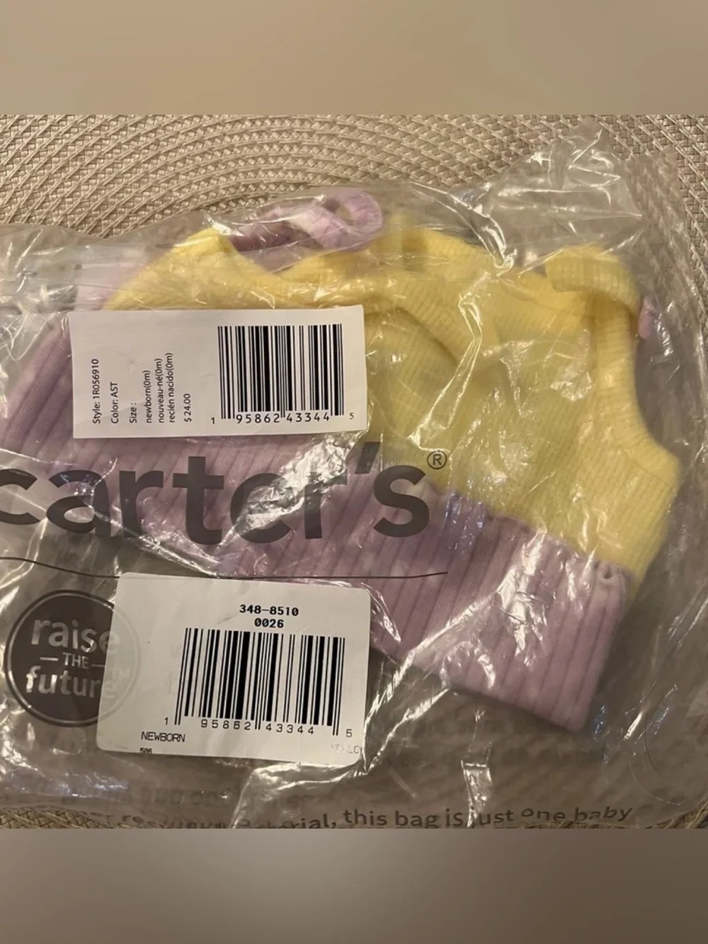 Carter’s Newborn Girls 2 Pc Spaghetti Strap Tank Top Set Purple & Yellow NWT